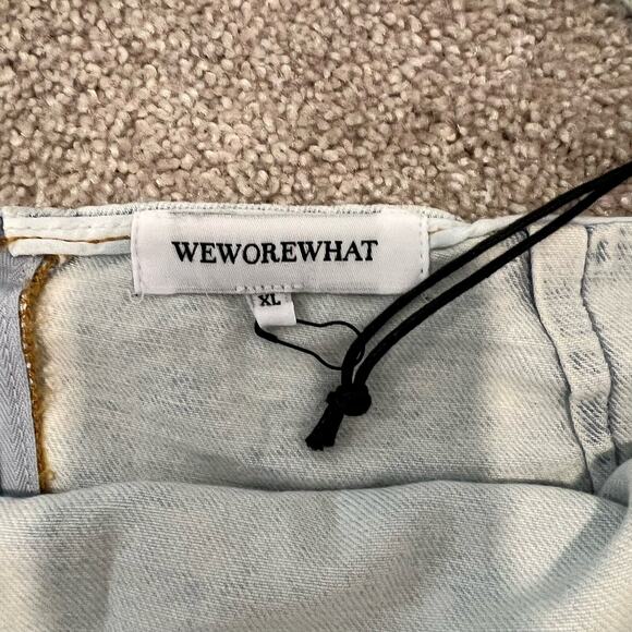 NWT We Wore What Cut Out Skirt Indigo Comfort Light Wash Size XL - Picture 2 of 10
